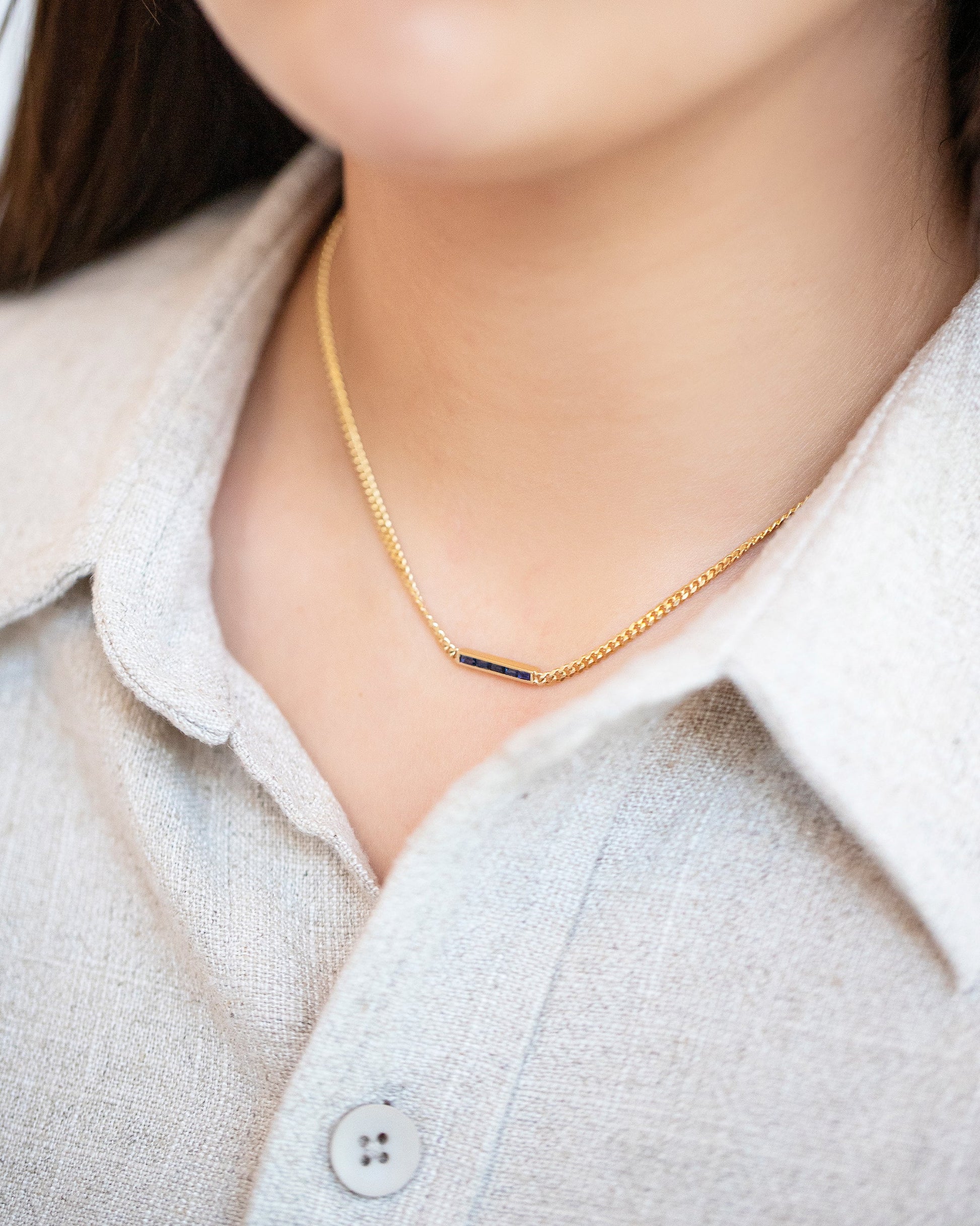 Identity Chain Necklace on model.