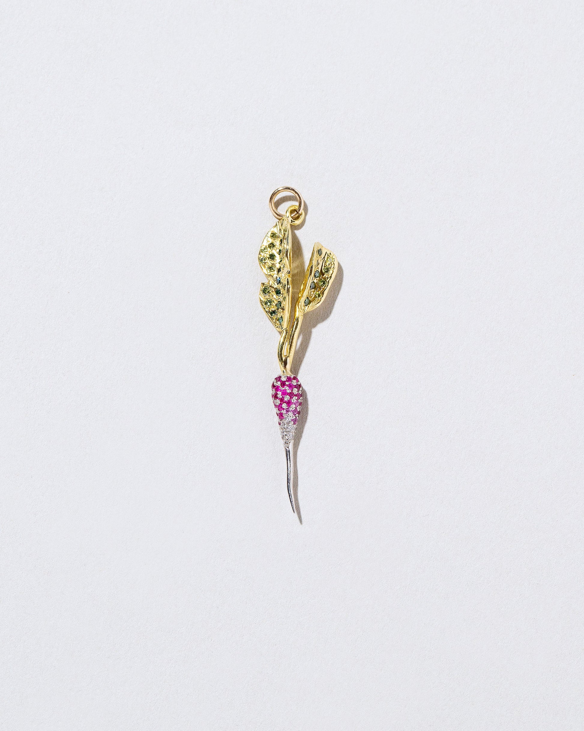 French Breakfast Radish Charm on light color background.