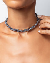 Braided Seed Pearl Choker on model.