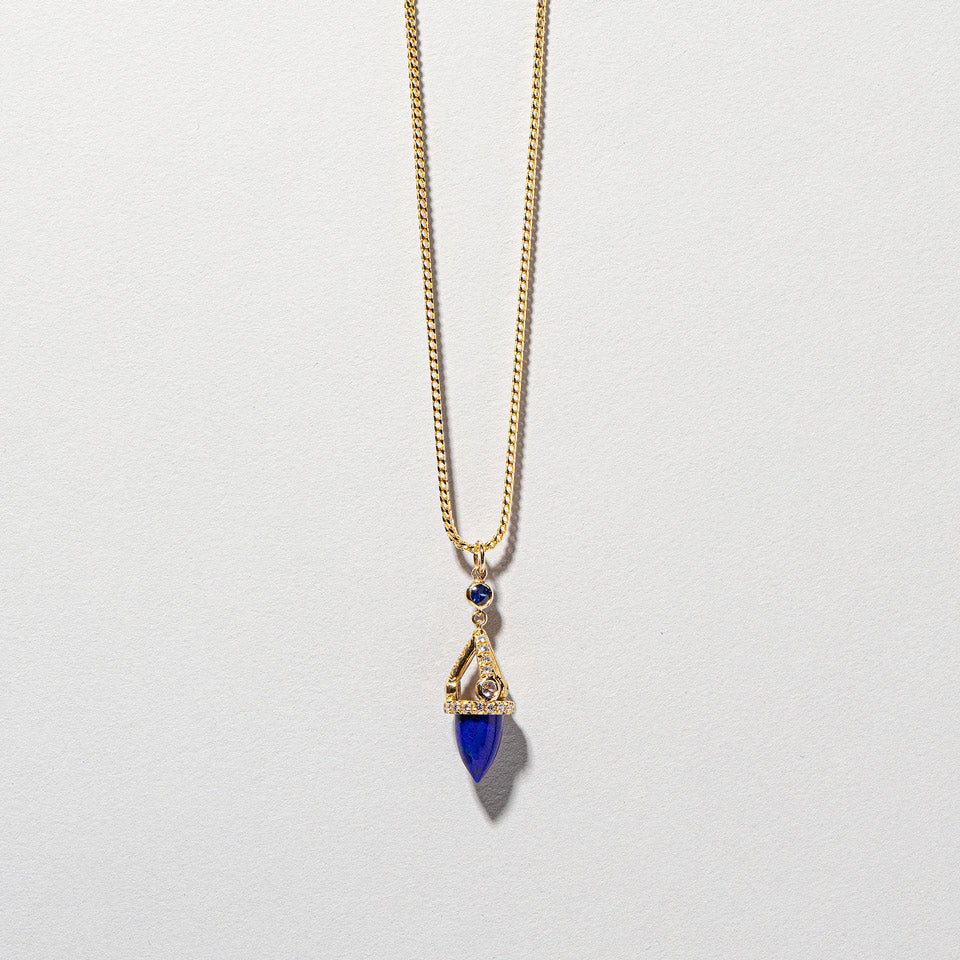 product_details:: Lapis Drop Pendant on light color background.