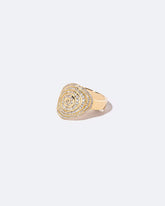 View from the side of the White Diamond Lifecycle Ring on light color background.