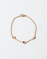 Birthstone Bracelet - Three Bezels on light color background.