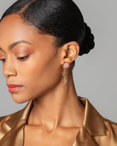 Red Sun Earrings on model.