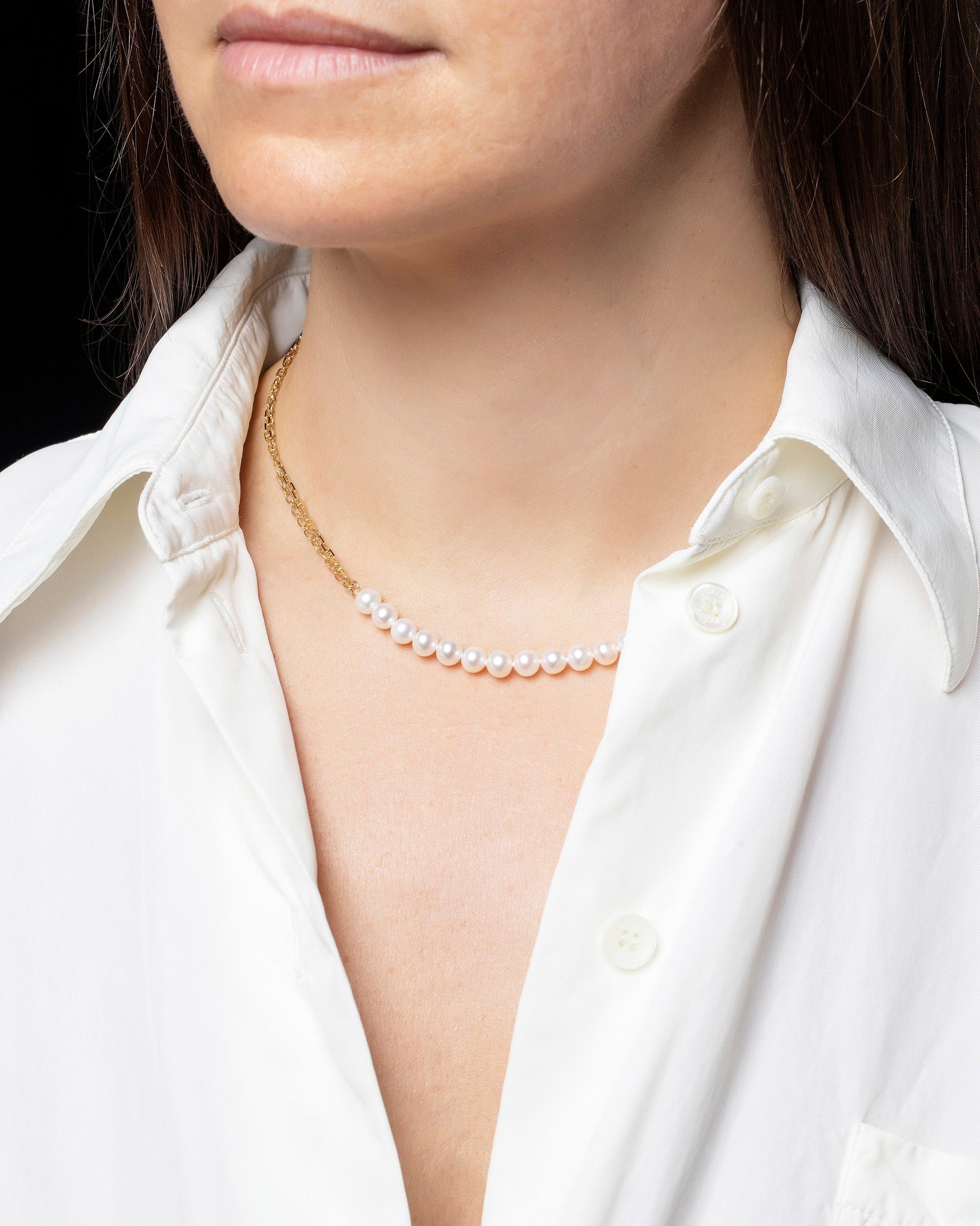 Pearls of Wisdom Necklace on model.