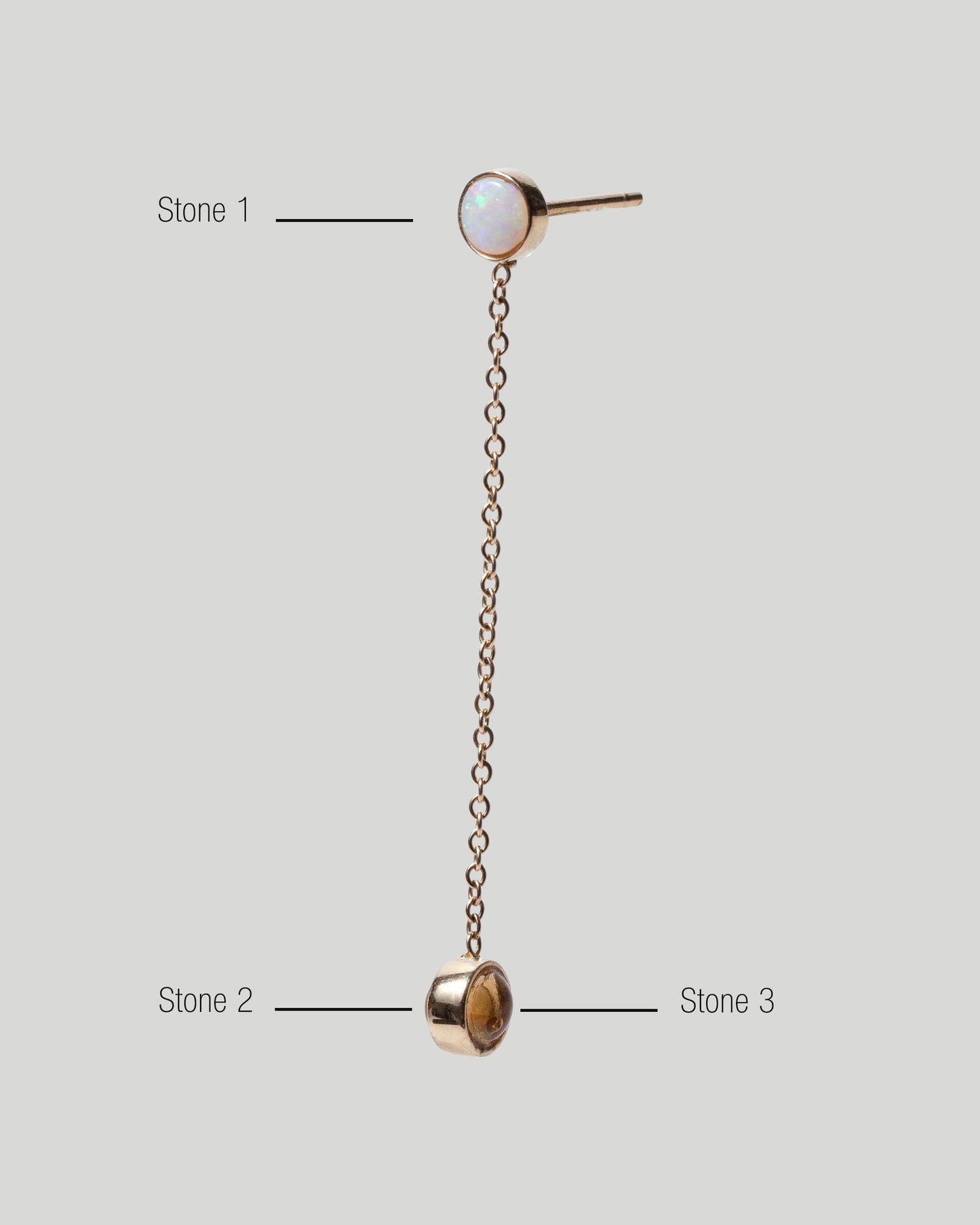 Birthstone One-Drop Single Earring on light color background.