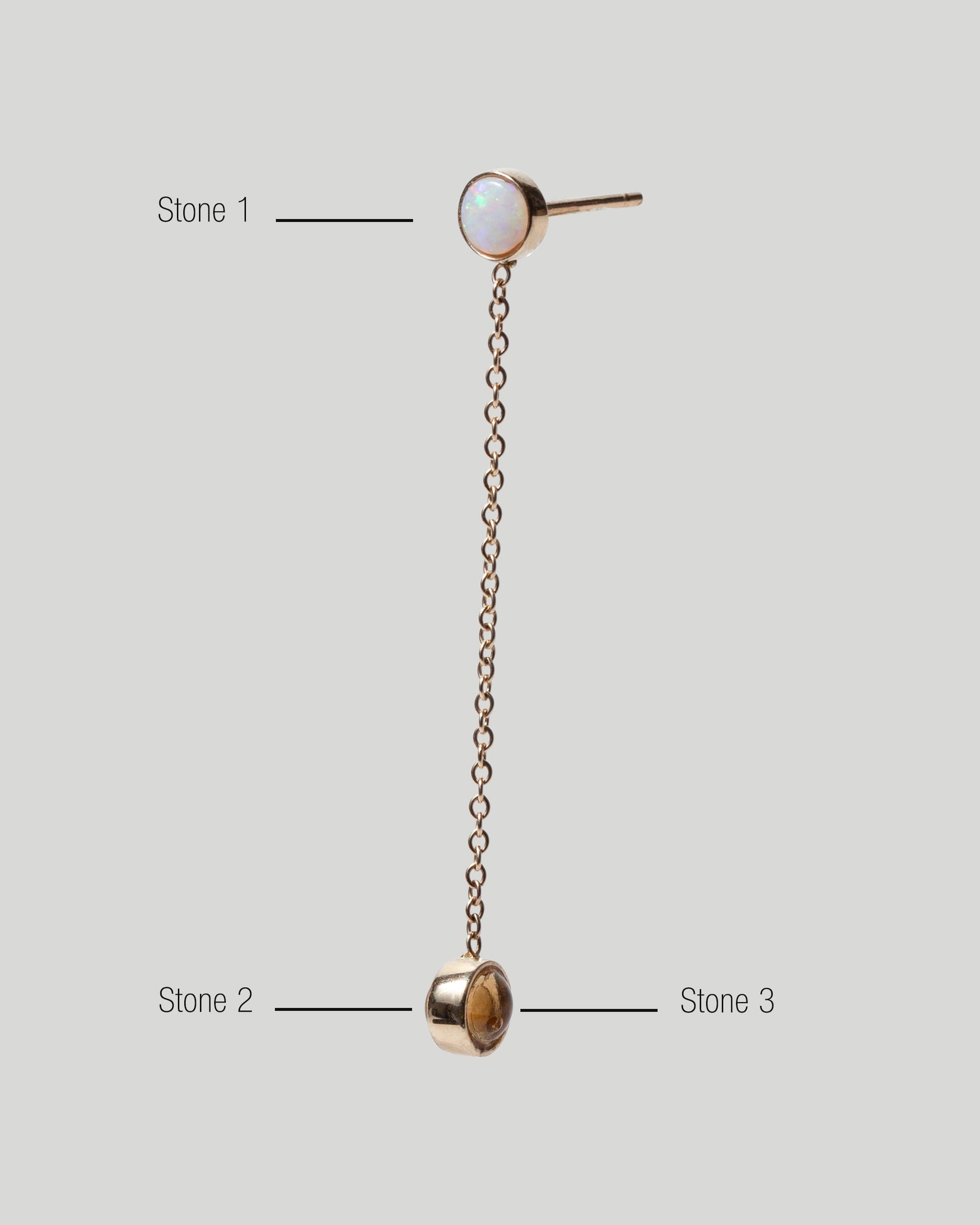 Birthstone One-Drop Single Earring on light color background.