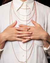 Seed Pearl Rope Necklaces on model.