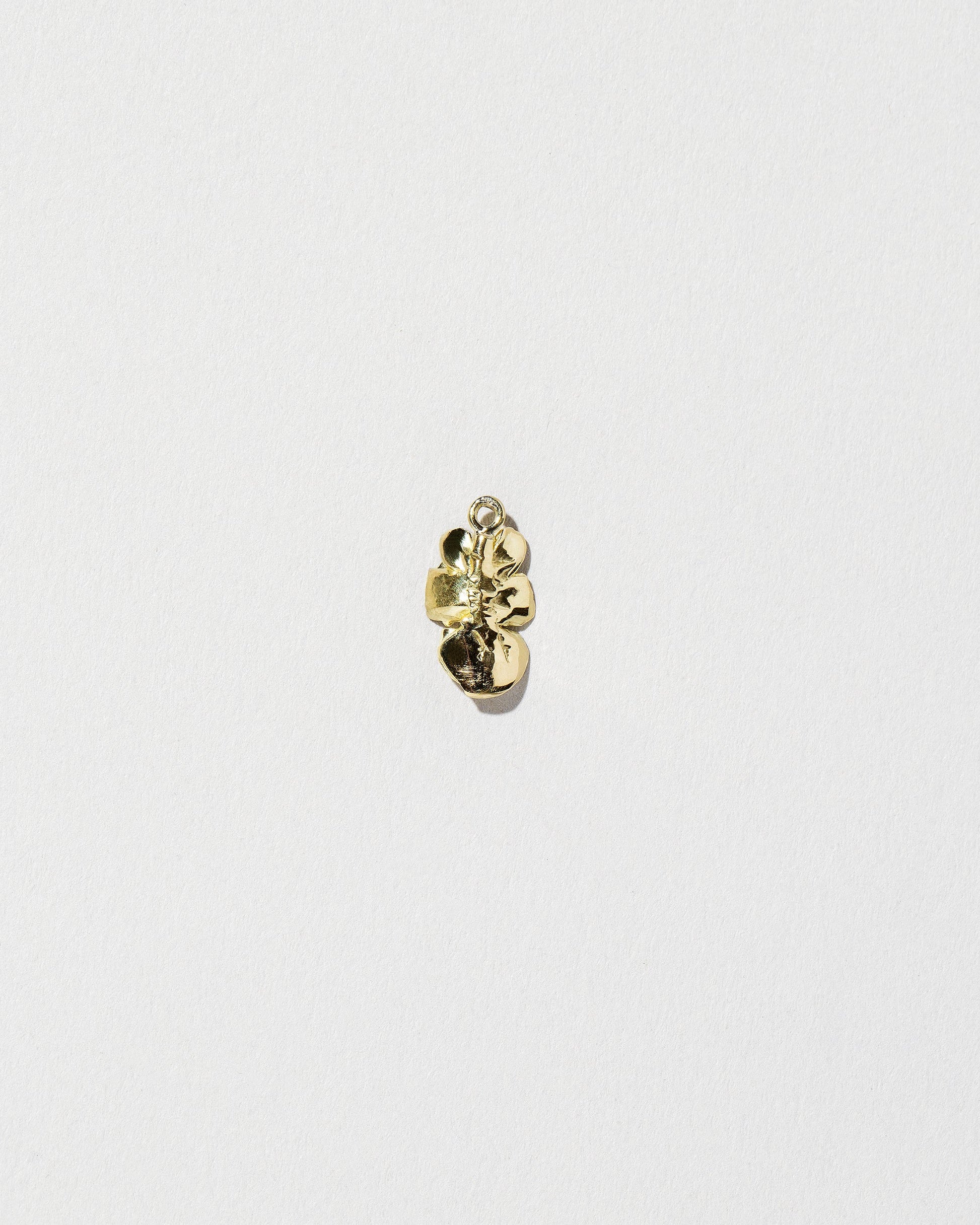 View from the back of the #3 Arugula Charm on light color background.