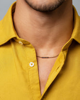 2.4mm Blue Sapphire Identity Chain Necklace on male model.