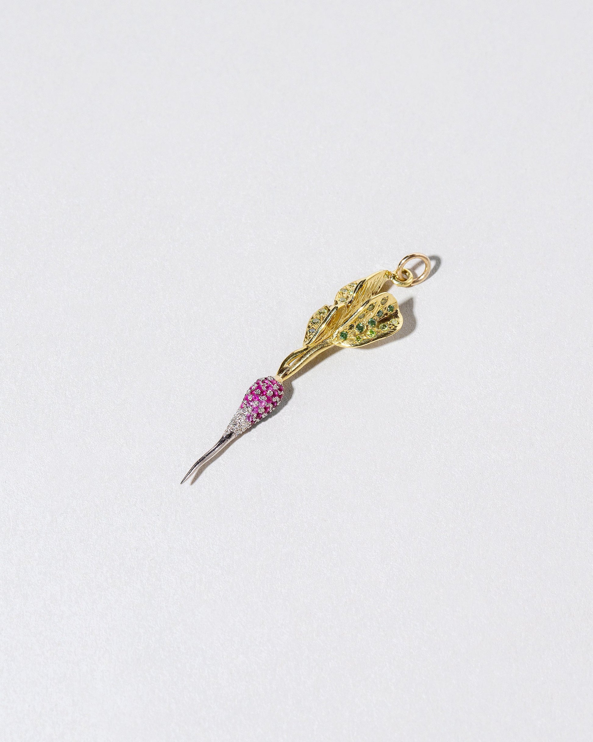 French Breakfast Radish Charm on light color background.