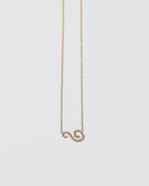 White Diamond Symbol of Change Necklace on light color background.