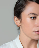 Abacus Hoop Earrings on model.