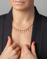 Swaying Necklace on model.