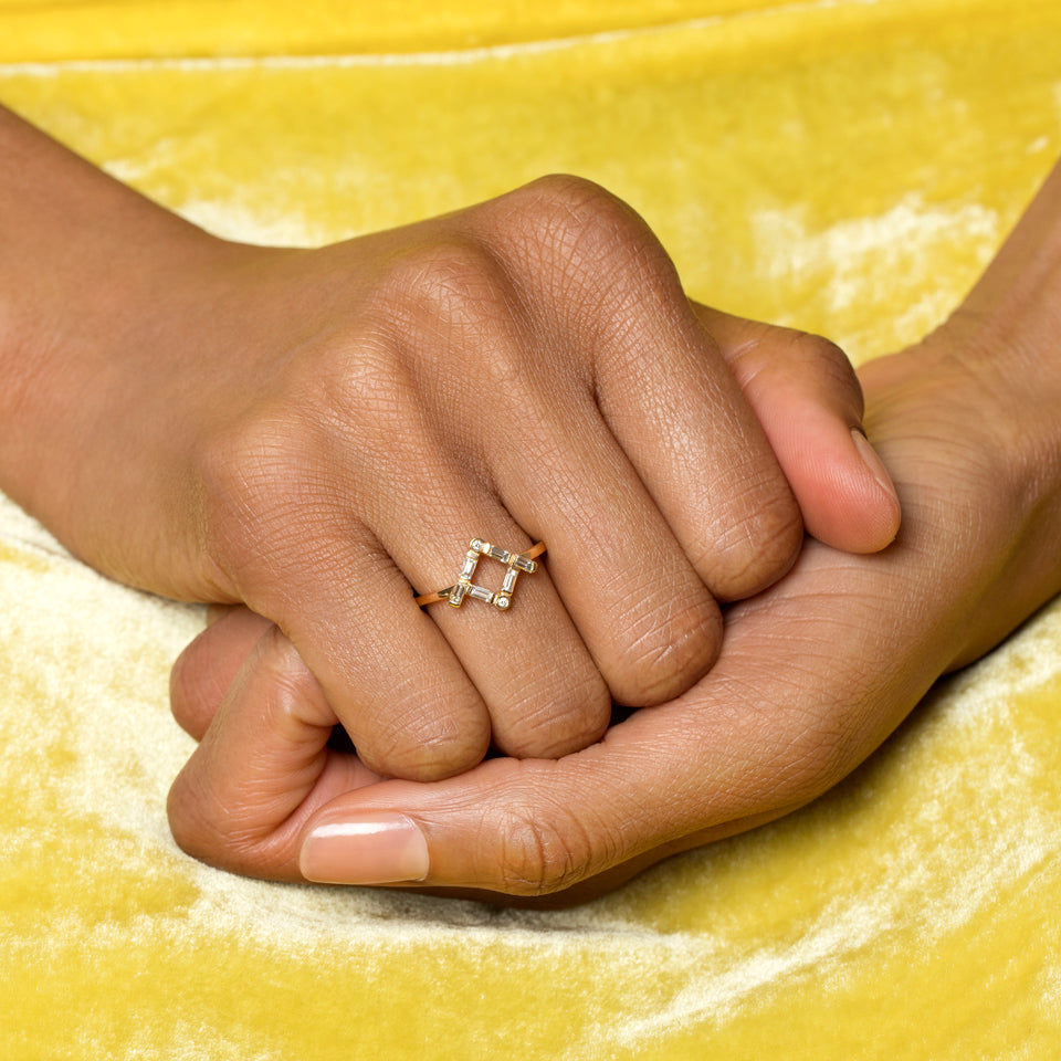 product_details::Deco Baguette Ring on model.