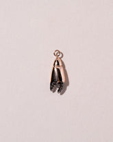 Closeup details of the Stone Crab Claw Charm on light color background.