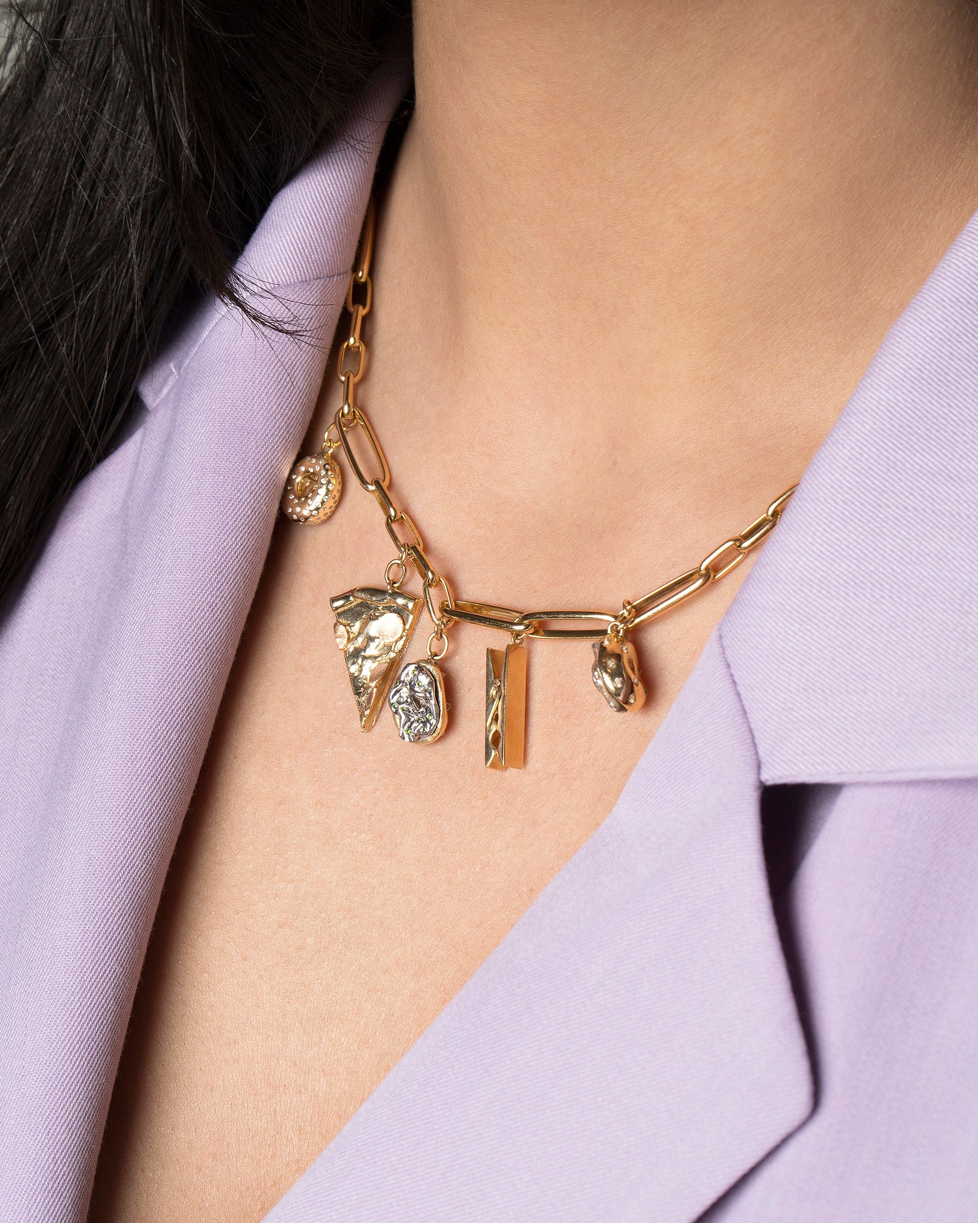 Fine Foods Charms on model.