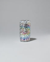 Sirius Glassworks Disco Dalmatian Tumbler on light color background.