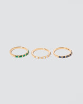 Gold Bar Baguette Bands on light color background.