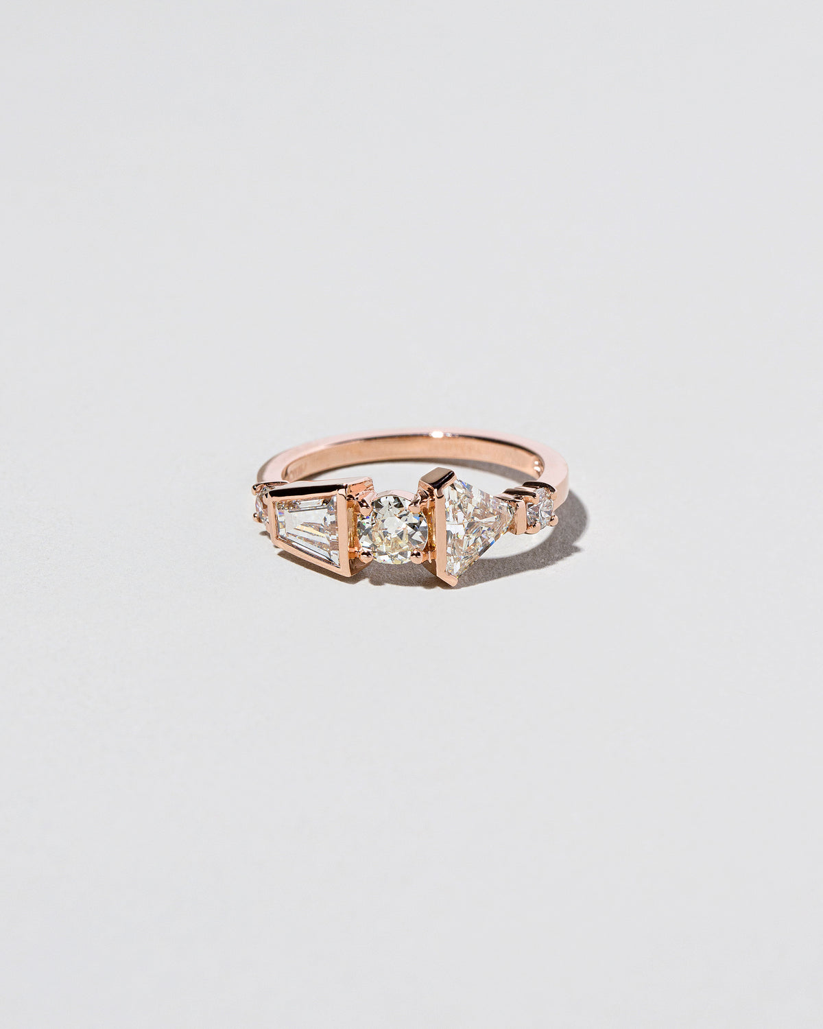 Old European Cut Diamond Line Cluster Ring