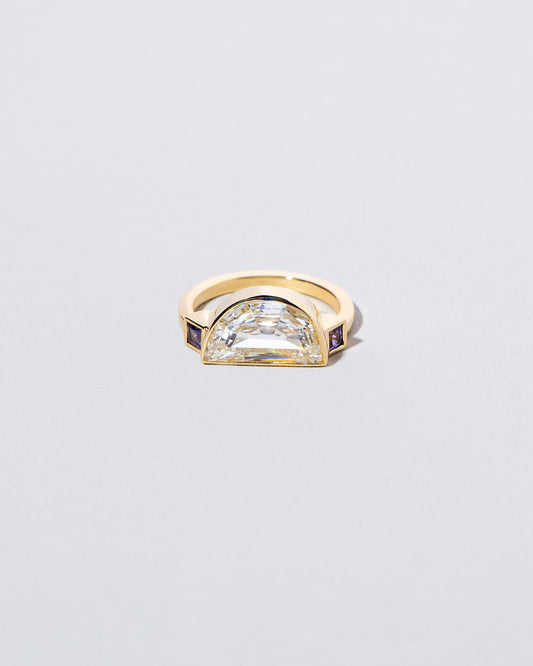 Halfmoon Stepcut Diamond & Sapphire Line Cluster Ring