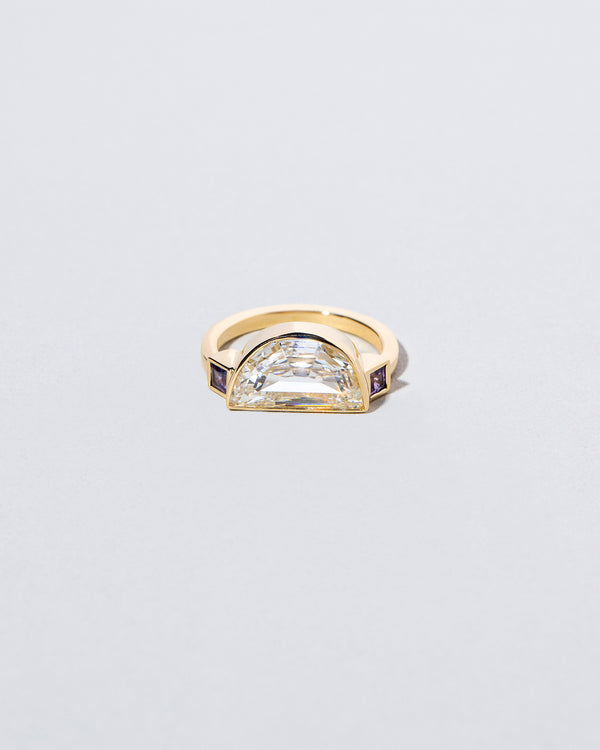 Halfmoon Stepcut Diamond & Sapphire Line Cluster Ring