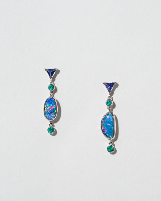 Custom Australian Opal Earrings front view