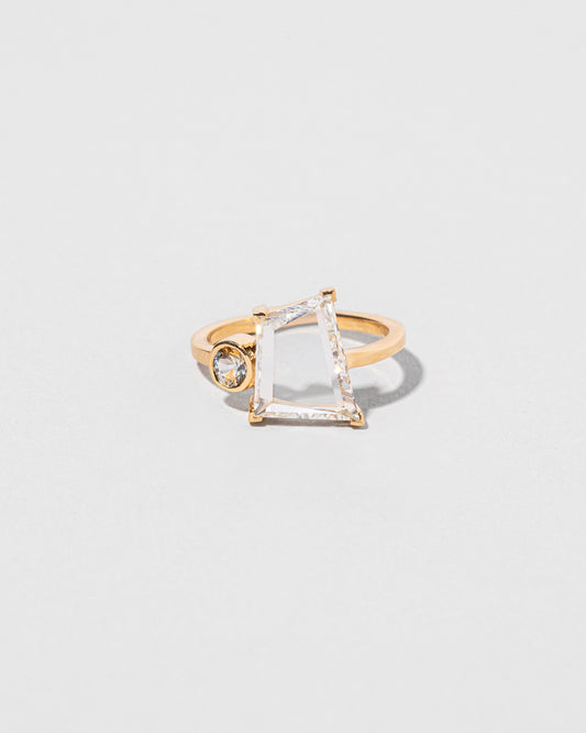 Asymmetrical Trapezoid Diamond & Kaleidoscope Montana Sapphire Ring front facing