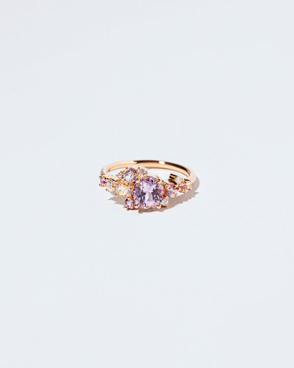 Sri Lankan Lilac Sapphire Line Cluster Ring front facing