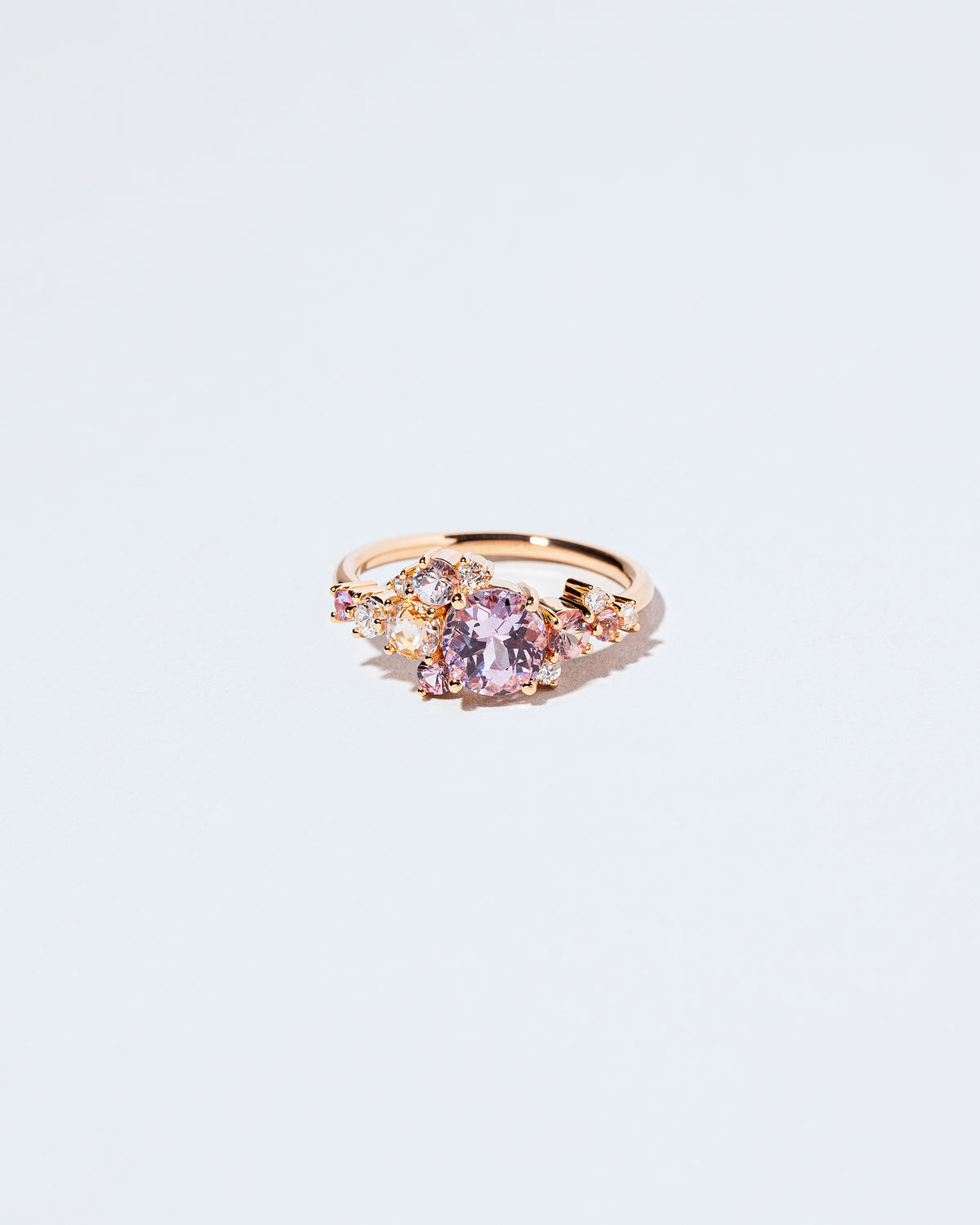 Sri Lankan Lilac Sapphire Line Cluster Ring front facing