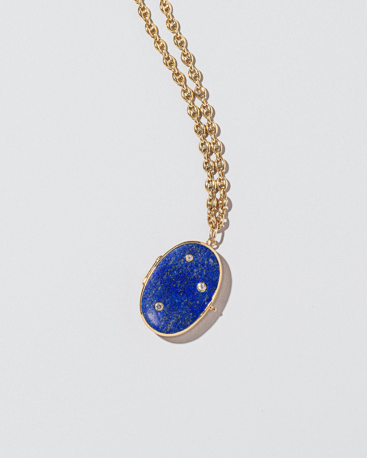 Lapis & Diamond Locket Necklace