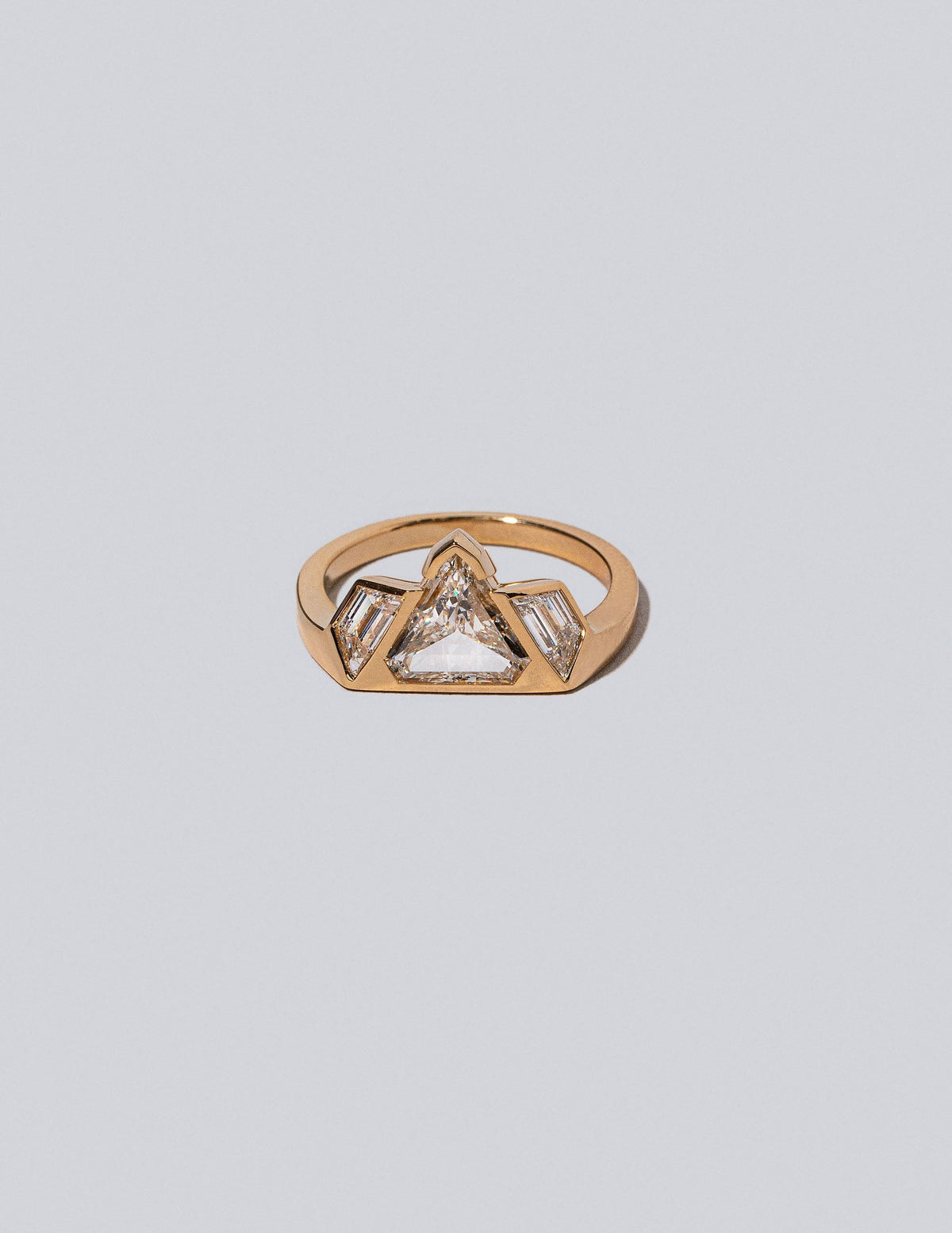 Three Stone Shield Cut Diamond Ring