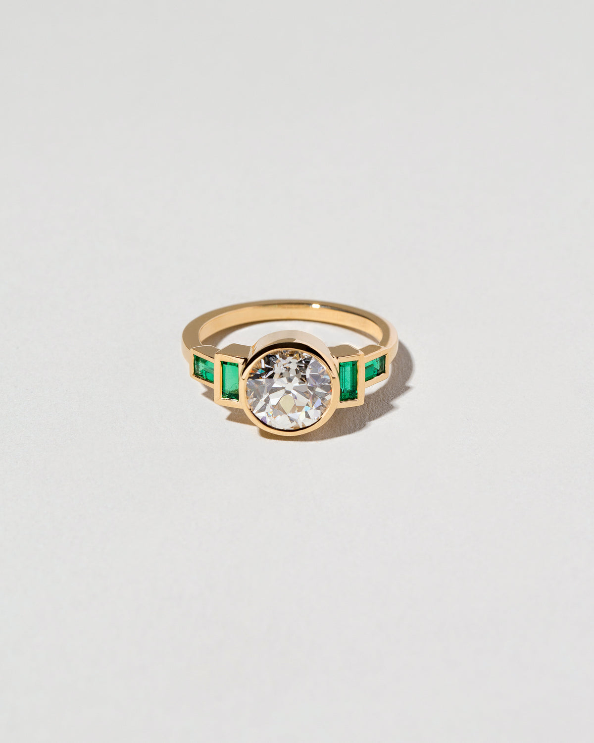 Diamond & Emerald Line Cluster Reset Ring (?)