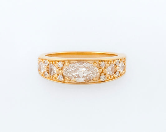 Marquise Cut Diamond Engagement Band front view