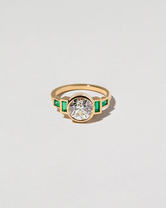 Old European Cut Diamond & Emerald Ring