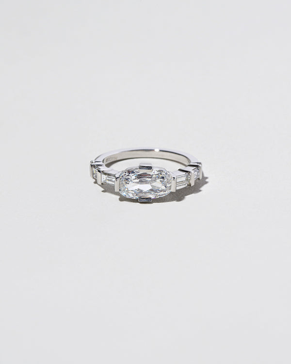 Pill Shaped Diamond Line Cluster Ring