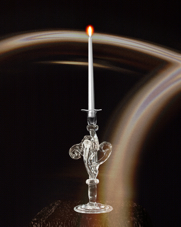 Styled long exposure image featuring the Silje Lindrup Candelabra on dark color background.