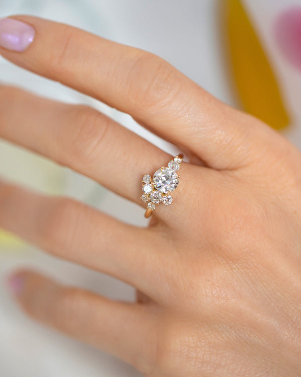 White Diamond Vega Ring on model.