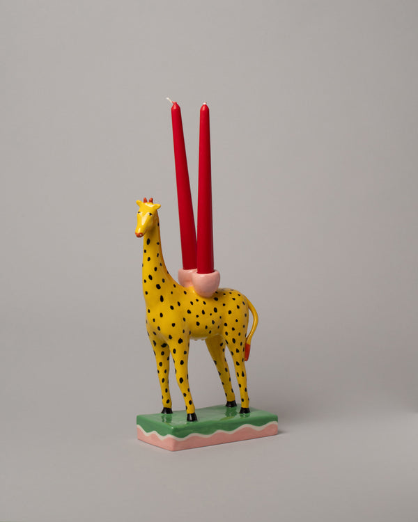 Detail view of the Laetitia Rouget Giraffe Candleholder on light color background.