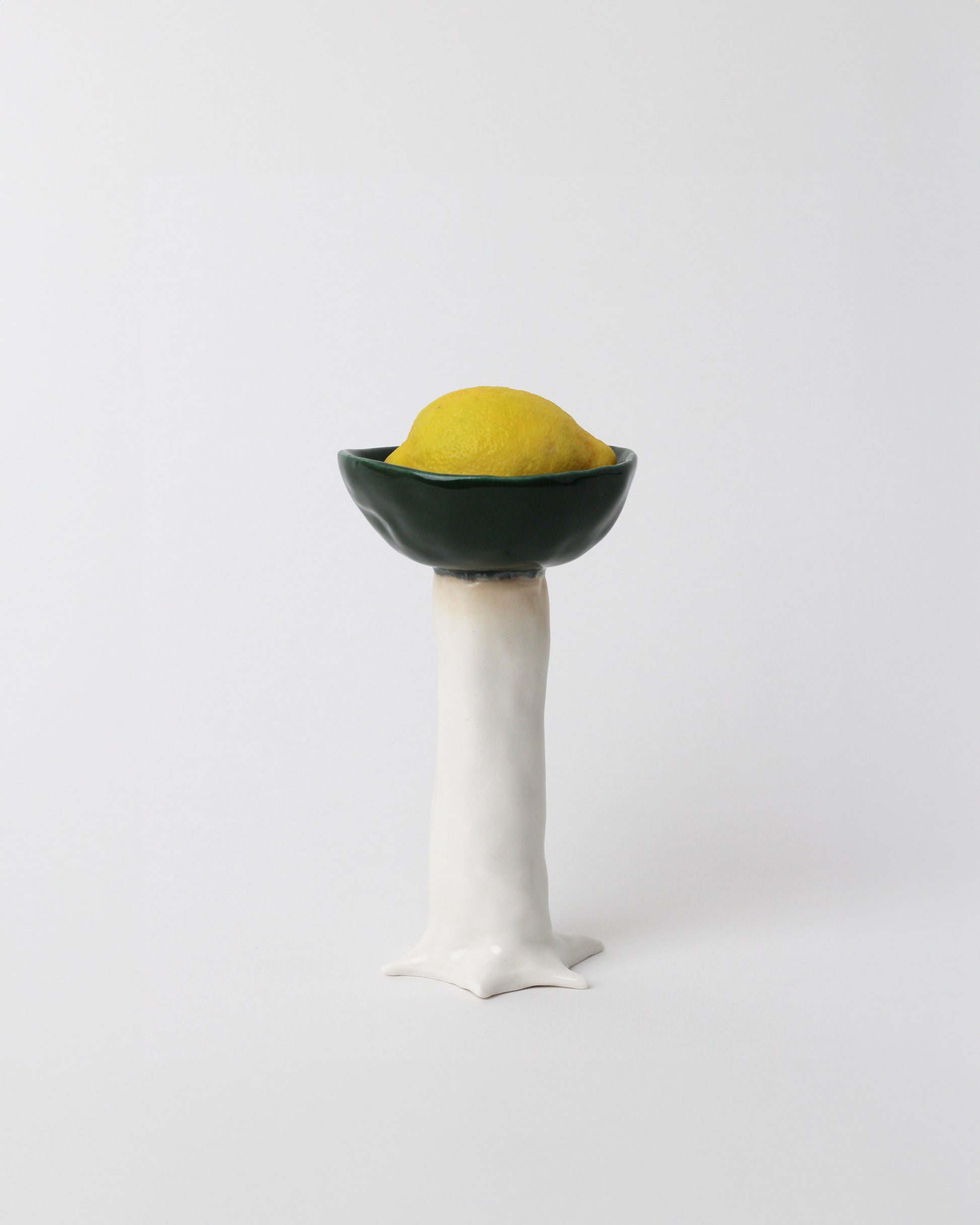 Eleonor Boström Dark Green PARK Tree Serving Bowl on light color background. Lemon not included.