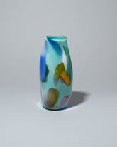 BaleFire Glass Small Blue Epiphany Vase on light color background.