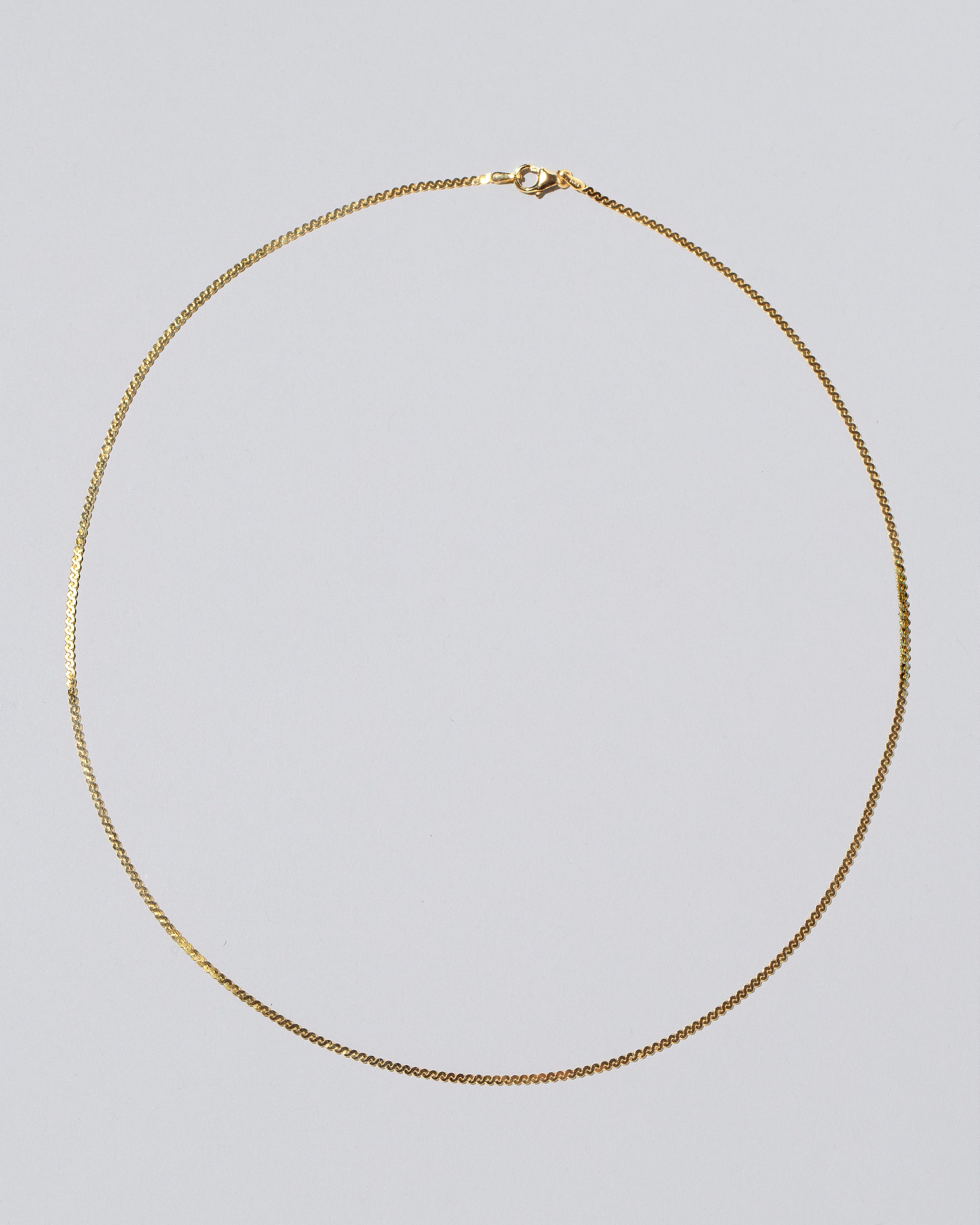 Yellow Gold Serpentina Chain Necklace on light color background.