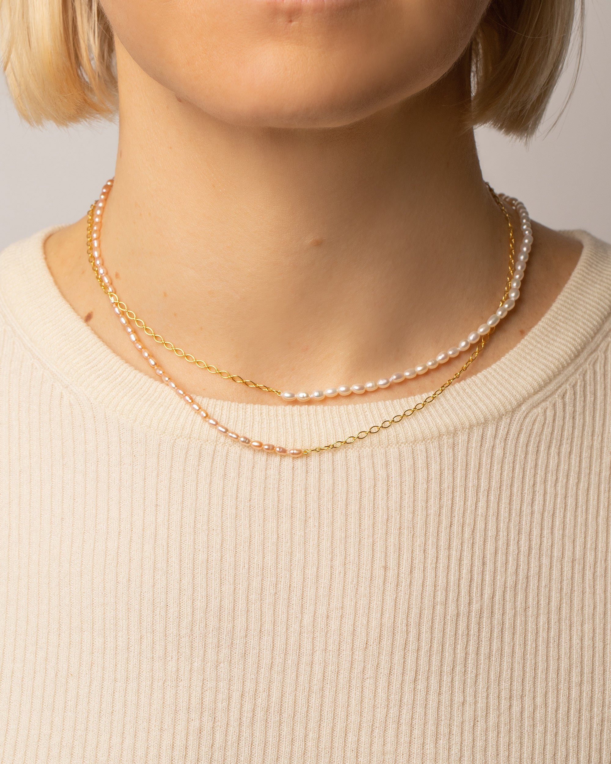 Half Chain & Seed Pearl Necklace | Mociun