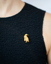 Vintage Tiffany & Co. Penguin Brooch on model.