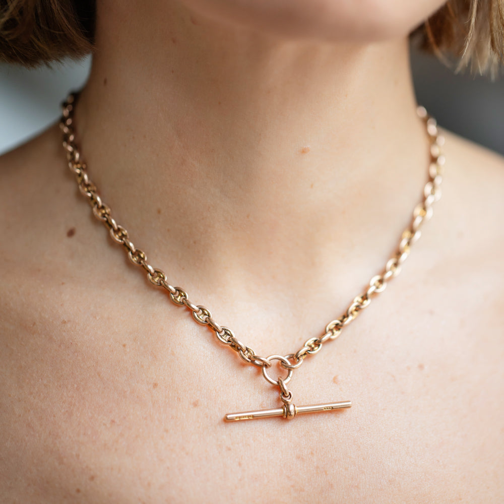 product_details::Vintage Albert Watch Chain on model.