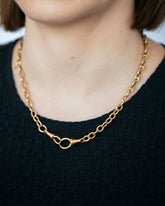 Vintage Mixed Link Chain Necklace on model.