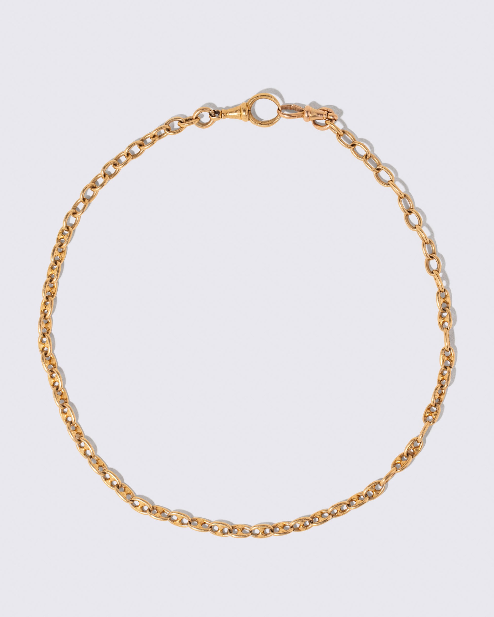 Vintage Mixed Link Chain Necklace on light color background.
