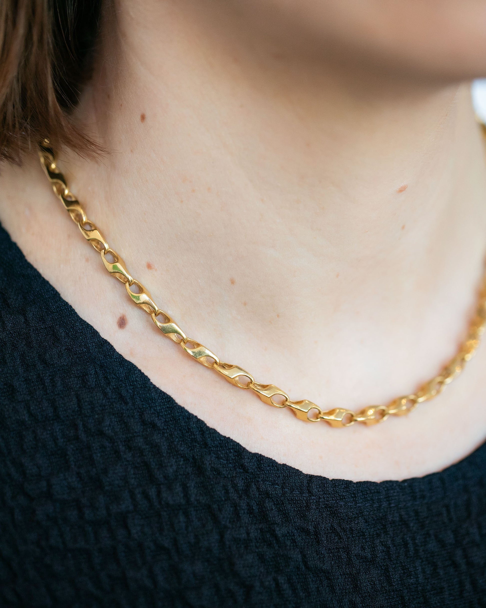 Vintage Triple Nine Chain Necklace on model.
