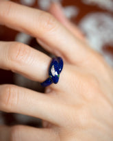 Vintage Cartier Enamel Snake Ring on model.