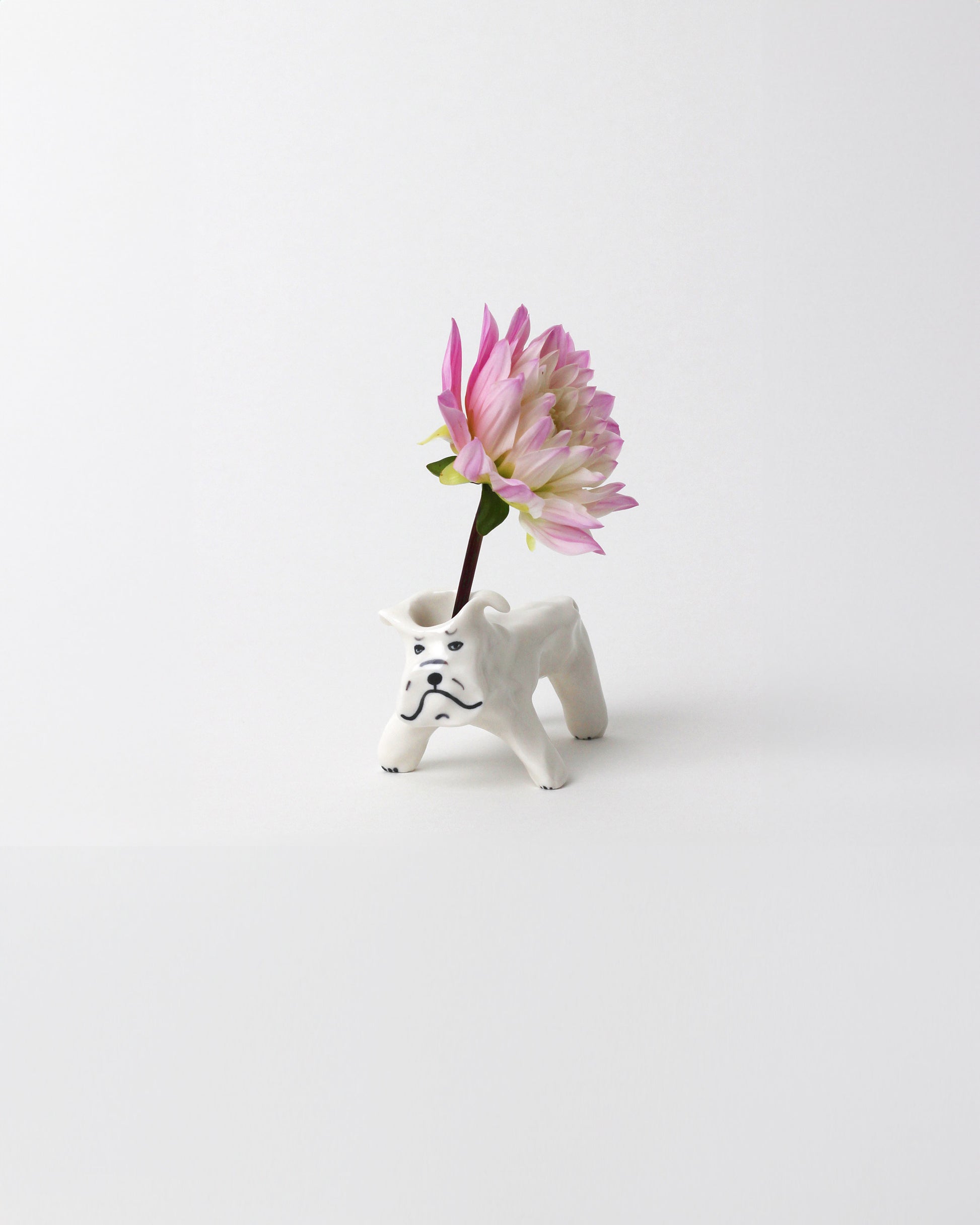 Eleonor Boström Bulldog PARK Dog Vase on light color background. Flower not included.