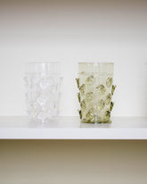 Styled image featuring the Bollenglass Design Clear Dot Beer Glass and Green Dot Beer Glasses.